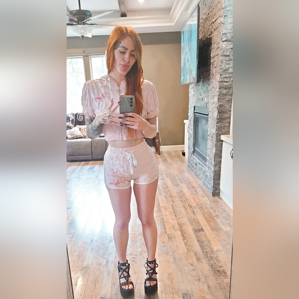 Playboy shorts and zip up hoodie